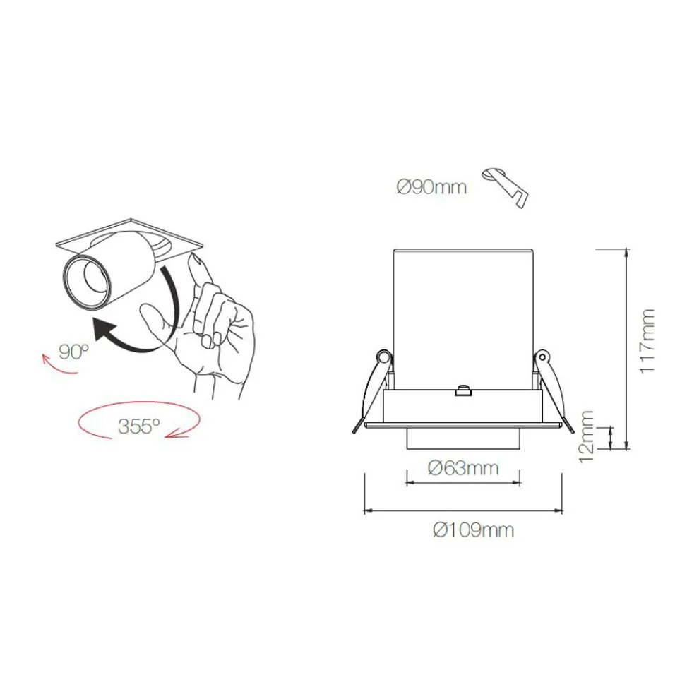 LED-Projektor Indoor Deckeneinbauleuchte aus Aluminium - Etruskisch