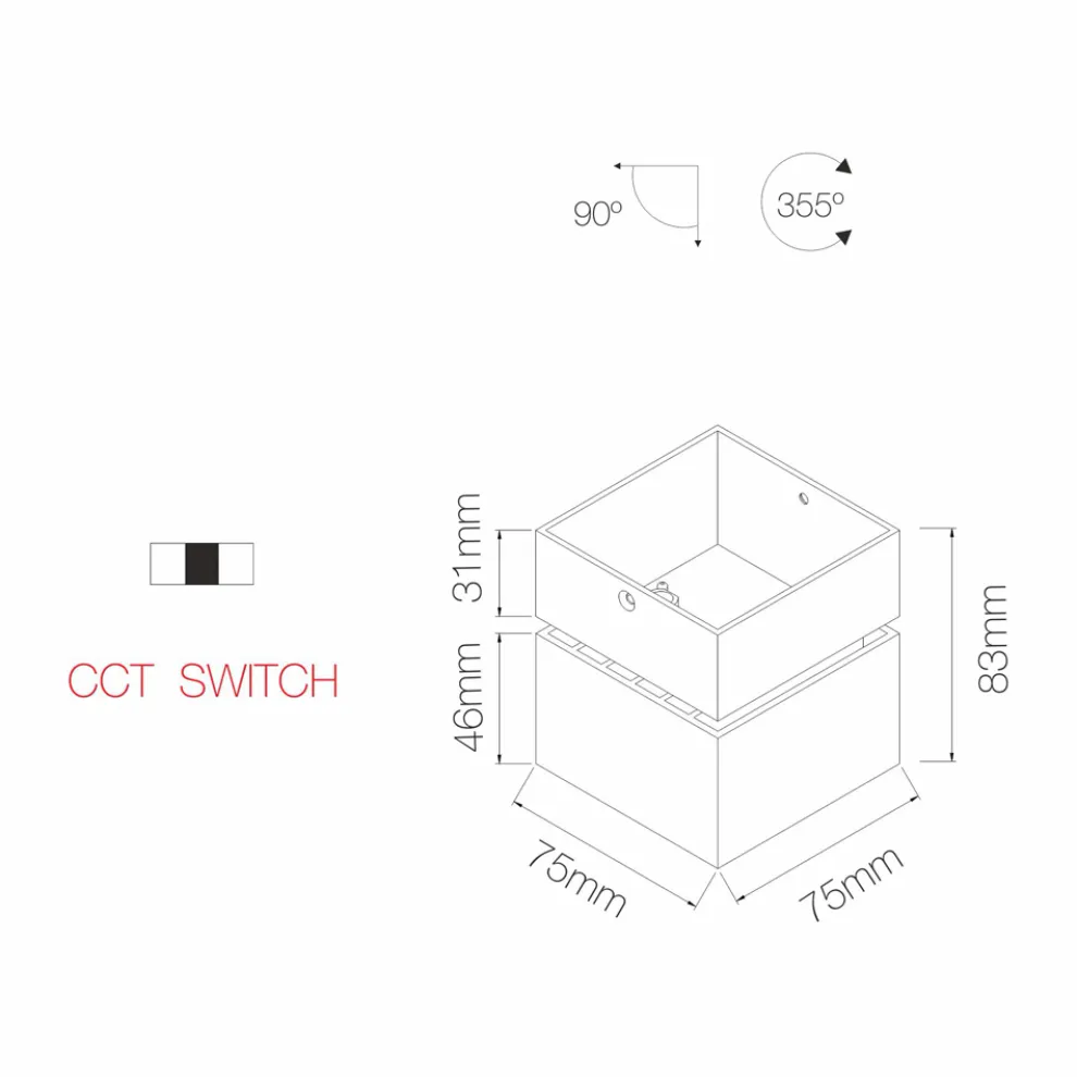 LED-Wand- oder Deckenstrahler aus weißem oder schwarzem Aluminium - Vernon