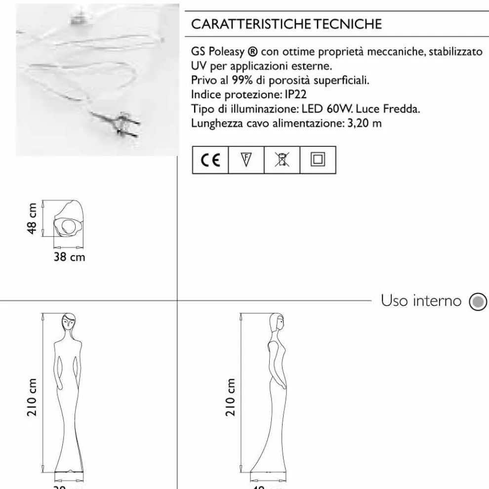 Leuchtendes Statuen-Bodendesign mit LED-Licht für den Innenbereich - Penelope von Myyour