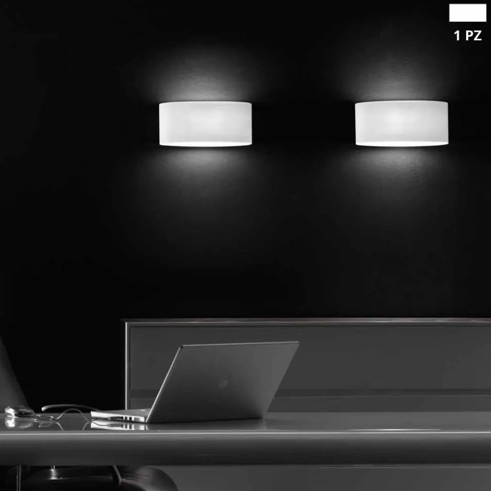 Leucos Vittoria Led Wandleuchte aus geblasenem Glas weiß satiniert