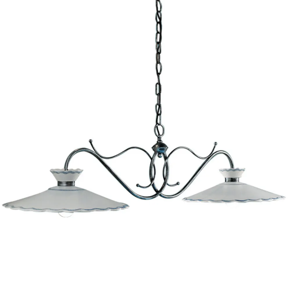 Lineare Pendelleuchte 2 Lichter Keramik Handgefertigter Stickeffekt - Ravenna