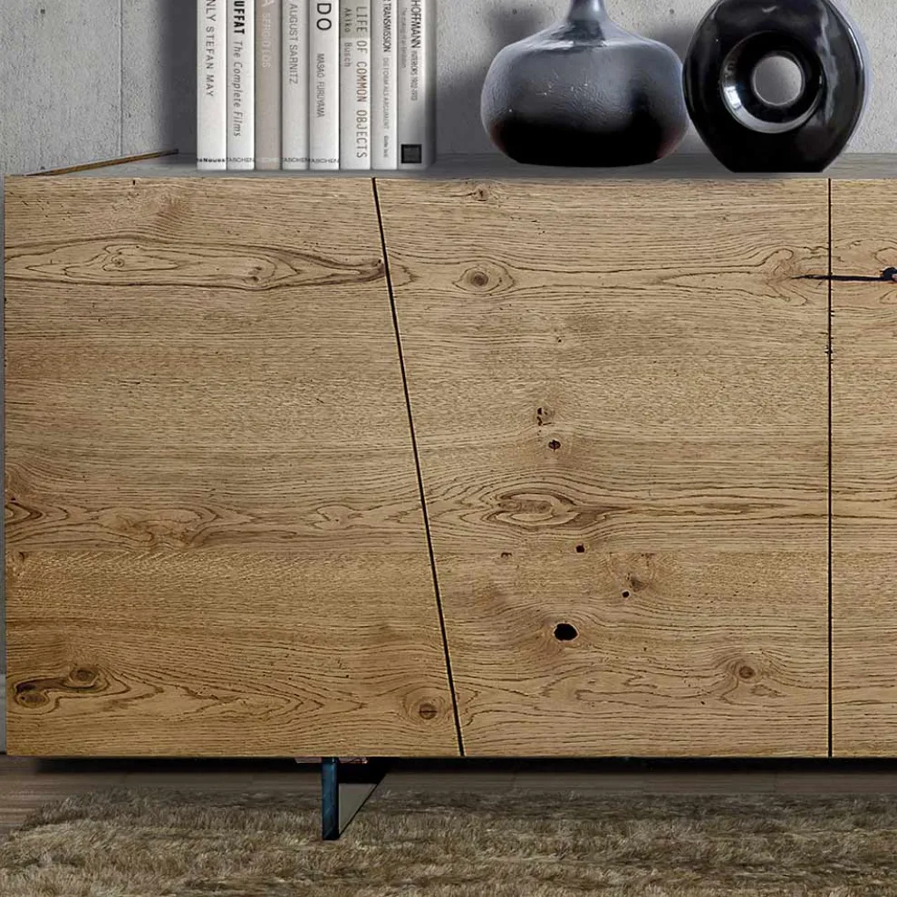 Living Sideboard mit 4 Türen aus Massivholz Made in Italy - Khal
