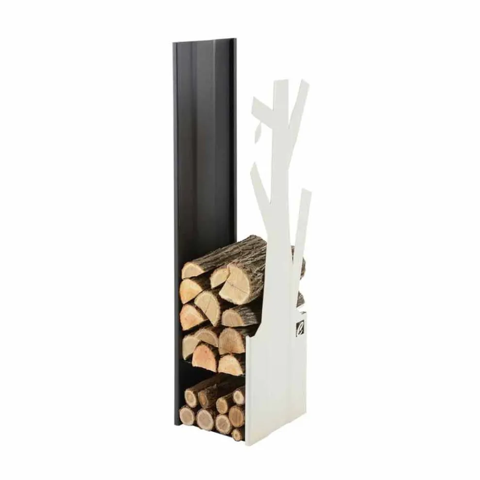 Interior Design Holzhalter aus weißem und schwarzem Stahl - Maestrale5