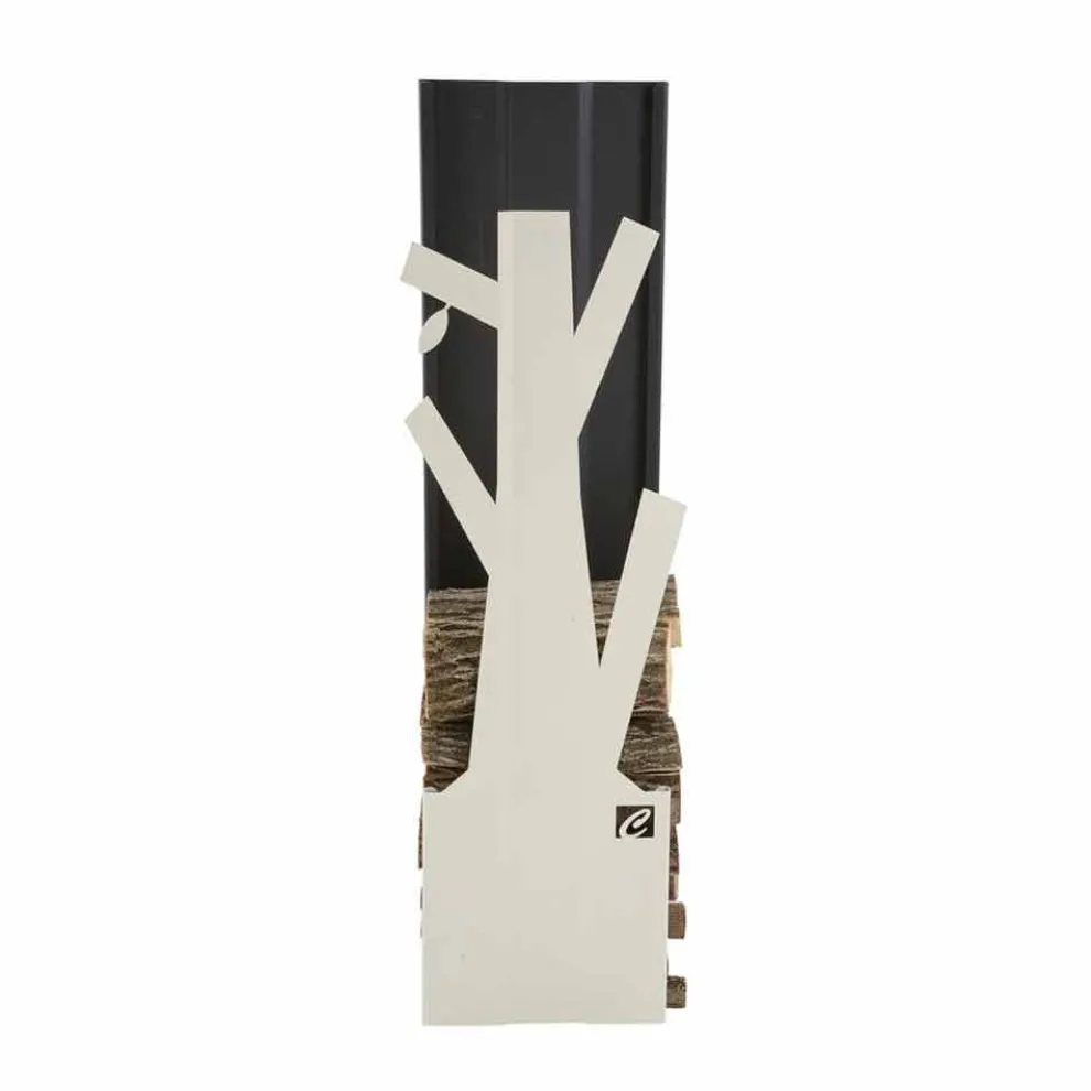 Interior Design Holzhalter aus weißem und schwarzem Stahl - Maestrale5