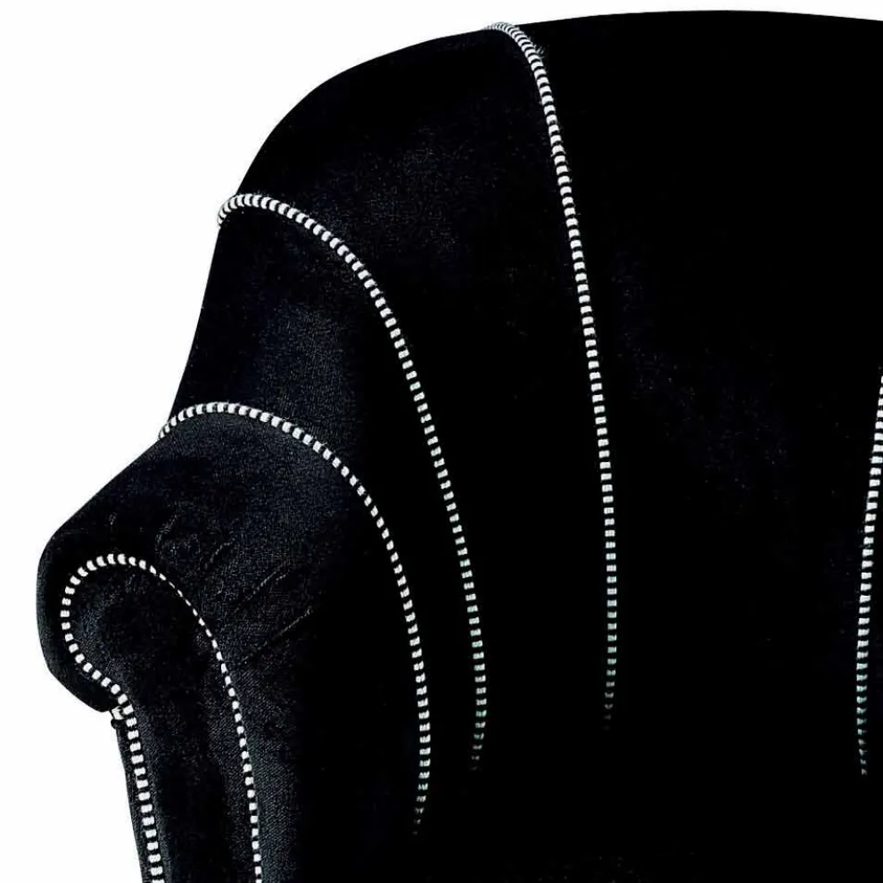 Lounge-Sessel aus schwarzem Samt mit Kontrastnähten Made in Italy - Caster