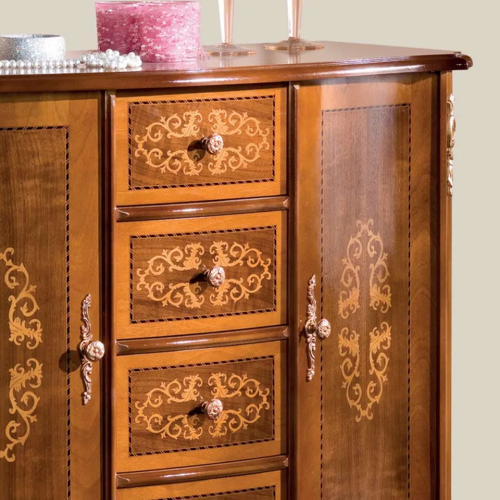 Luxuriöses klassisches Sideboard für Wohnzimmer aus Made in Italy Holz - Katerine