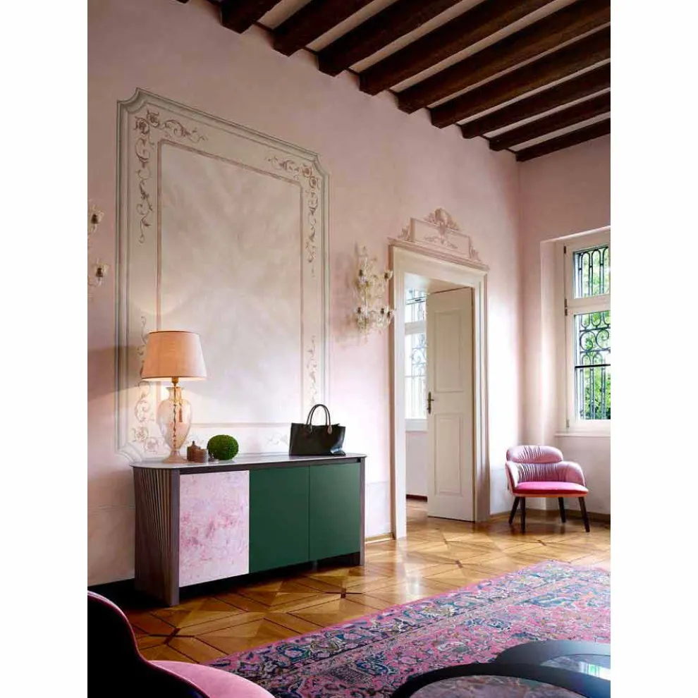 Luxus Sideboard in Gres mit Struktur in Holz und Mdf Made in Italy - Cunea