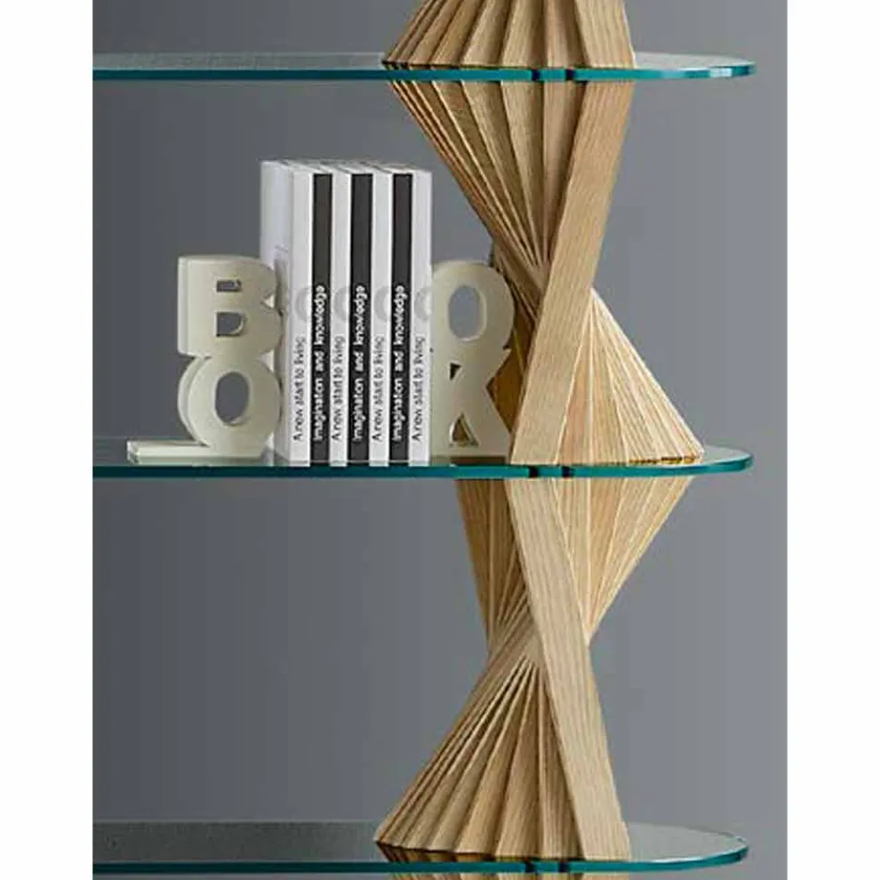Luxusboden Bücherregal aus Glas und Eschenholz Made in Italy - Aspide