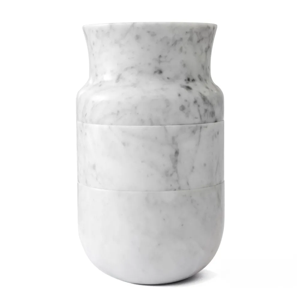 Vasendekor aus weißem Carrara-Marmor und schwarzem Marquinia-Design - Calar