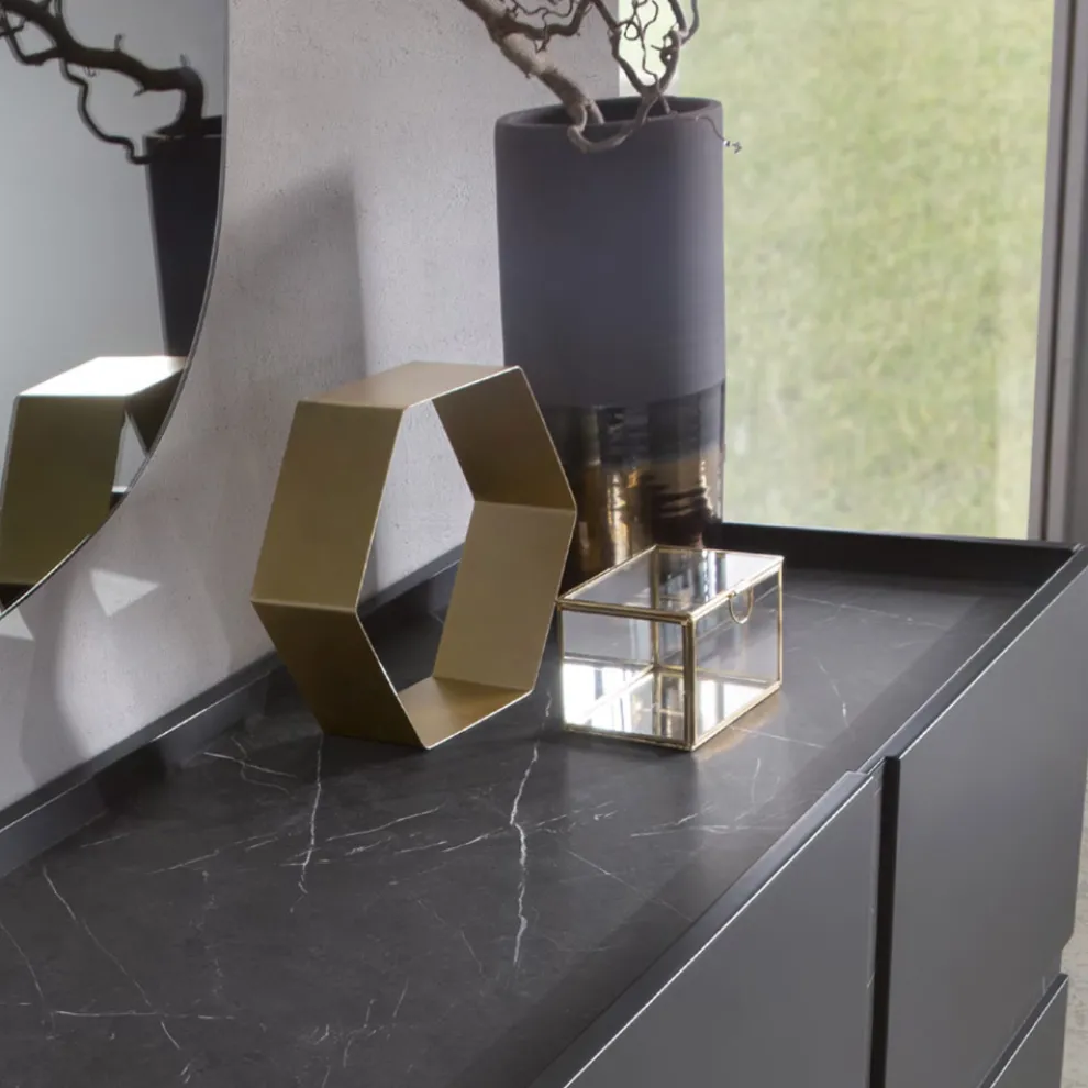 Madia in Melamin und MDF mit Laminateinsätzen Made in Italy - Gordita