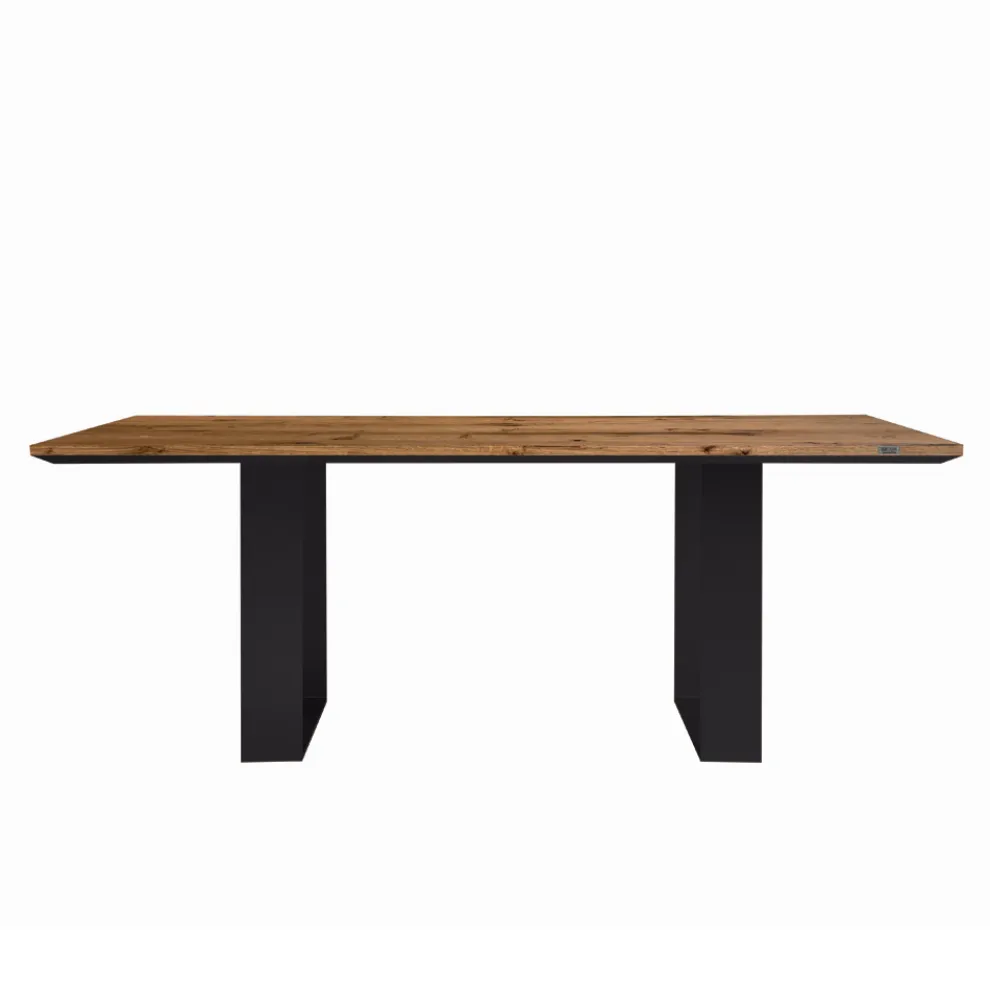 Massivholz-Küchentisch und Eisenbeine Made in Italy - Pegasus