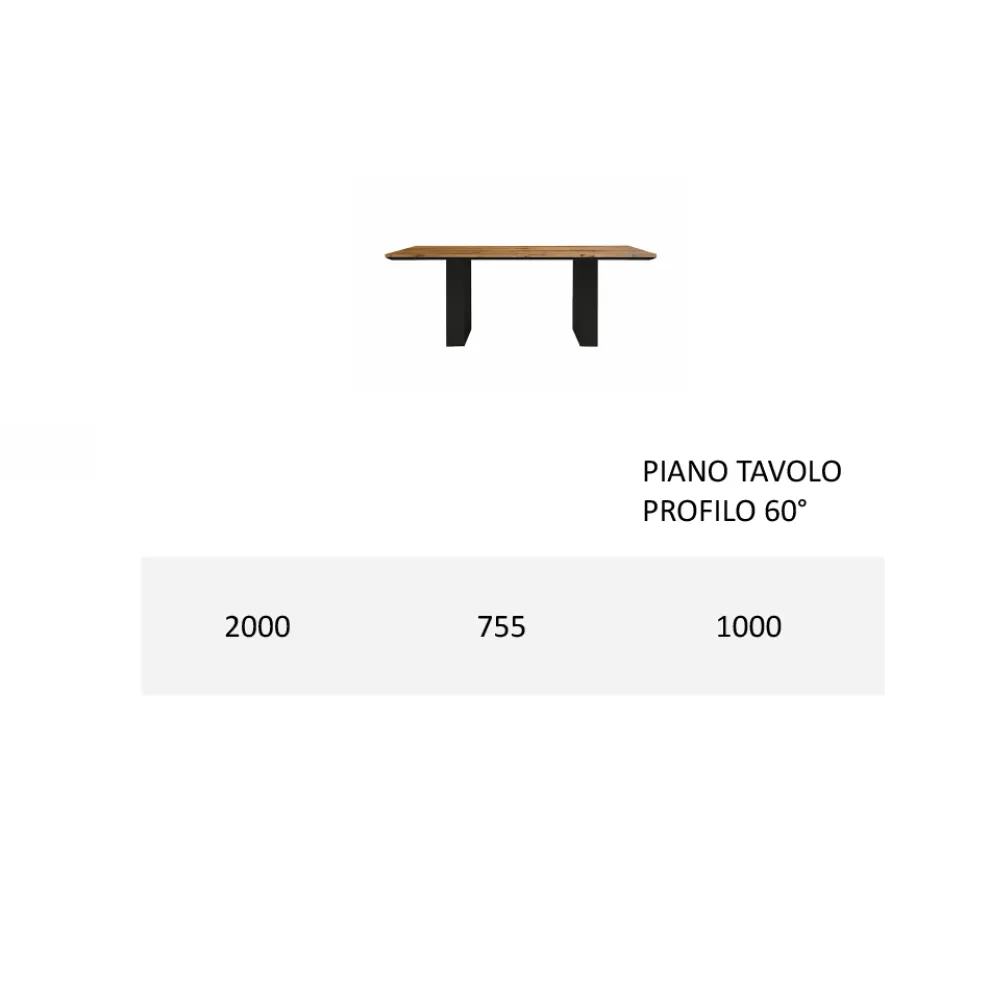 Massivholz-Küchentisch und Eisenbeine Made in Italy - Pegasus