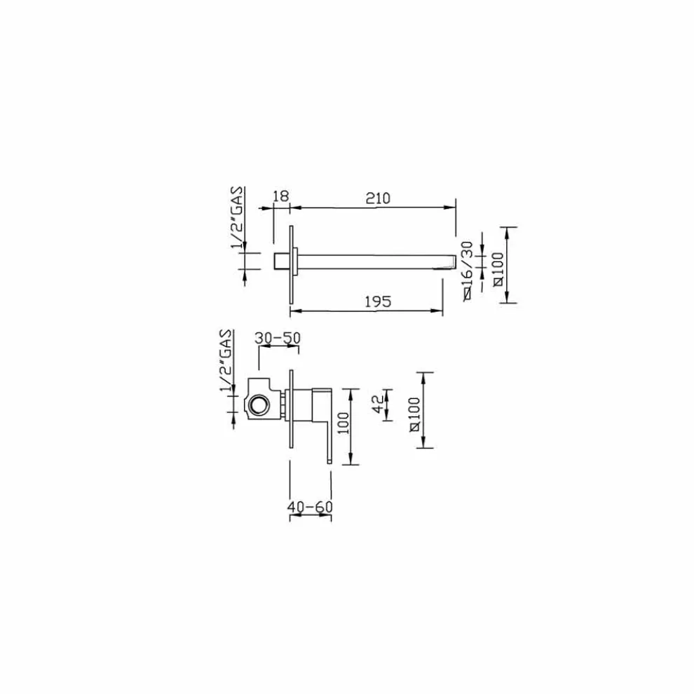 Messing Wandwaschbecken Mixer Made in Italy - Sika
