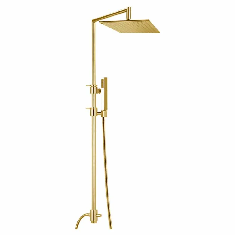 Messing-Duschsäule mit quadratischem Stahl-Duschkopf Made in Italy - Lipari