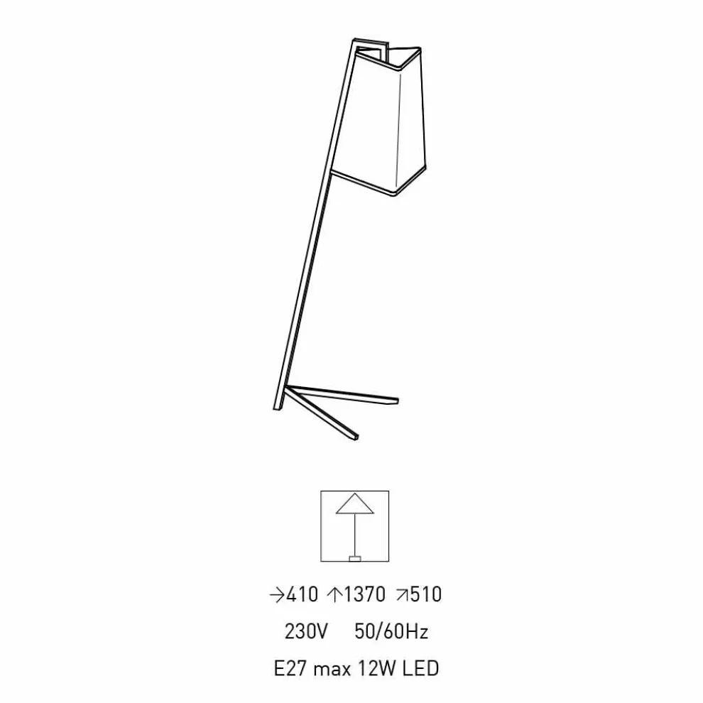Metall Stehlampe mit modernem Lampenschirm aus weißer Baumwolle Made in Italy - Barton