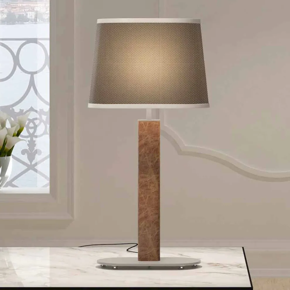 Metall Tischlampe mit Stoff Lampenschirm Made in Italy - Jump