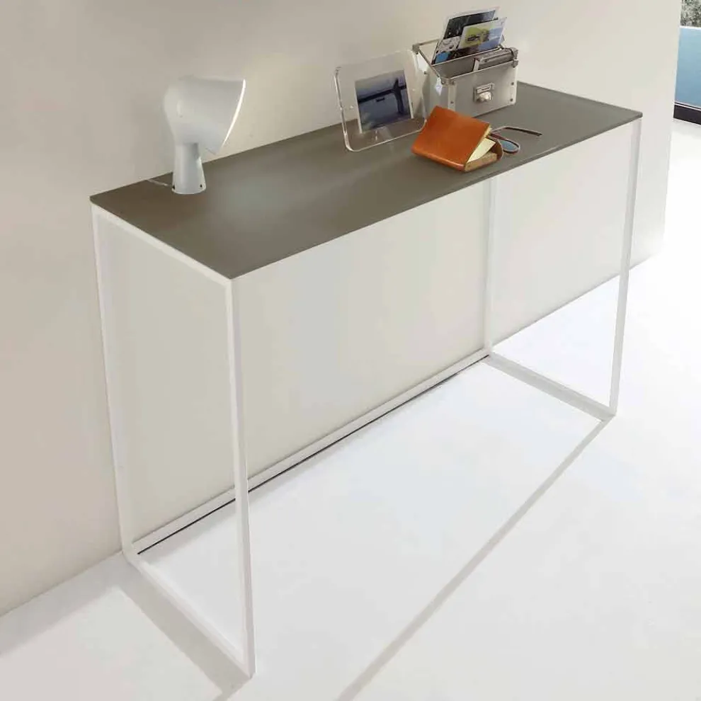 Metall Wohnzimmer Konsole mit Kristallplatte Made in Italy - Iridio