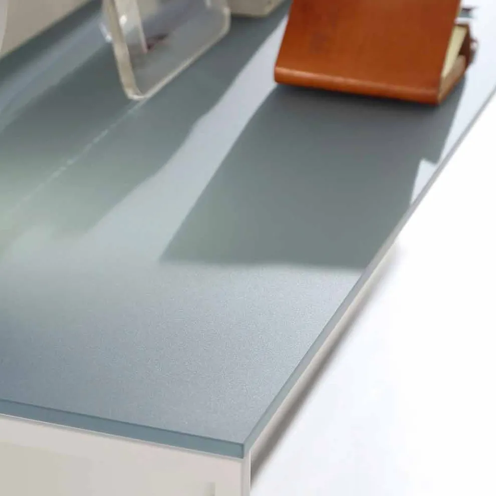 Metall Wohnzimmer Konsole mit Kristallplatte Made in Italy - Iridio