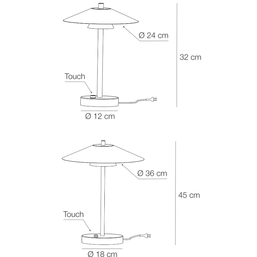 Mira Tischlampe aus Metall mit verschiedenen Ausführungen Made in Italy