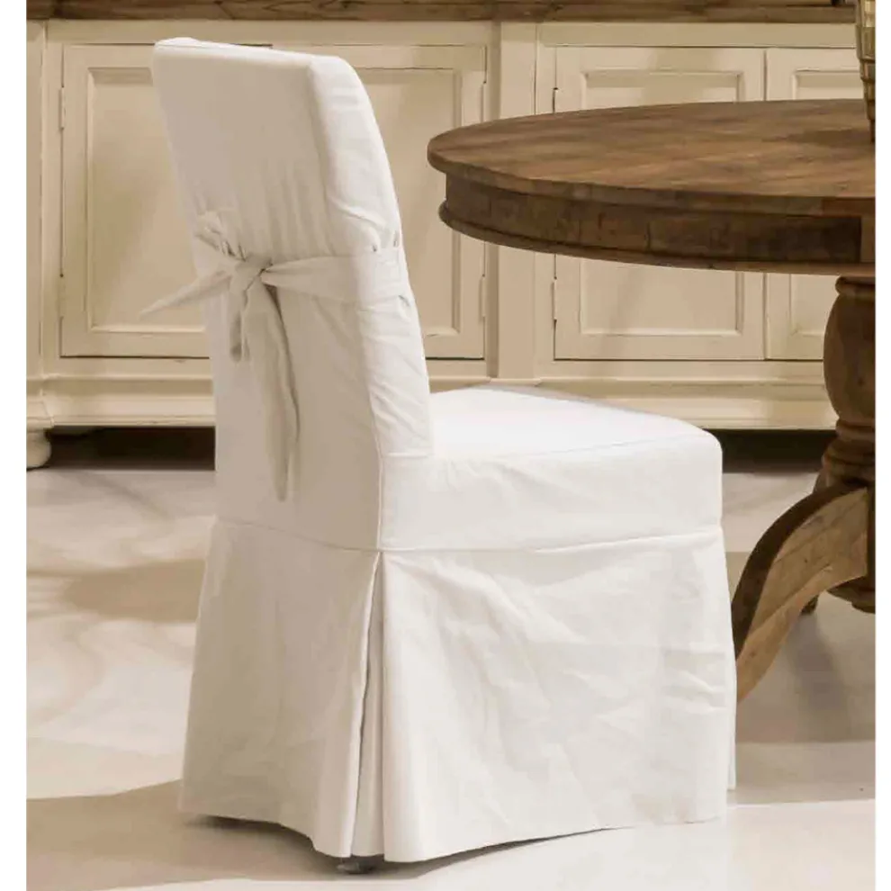 Mit Schleife verzierter Stuhl für Wohnzimmer aus Holz und Baumwolle - Slide