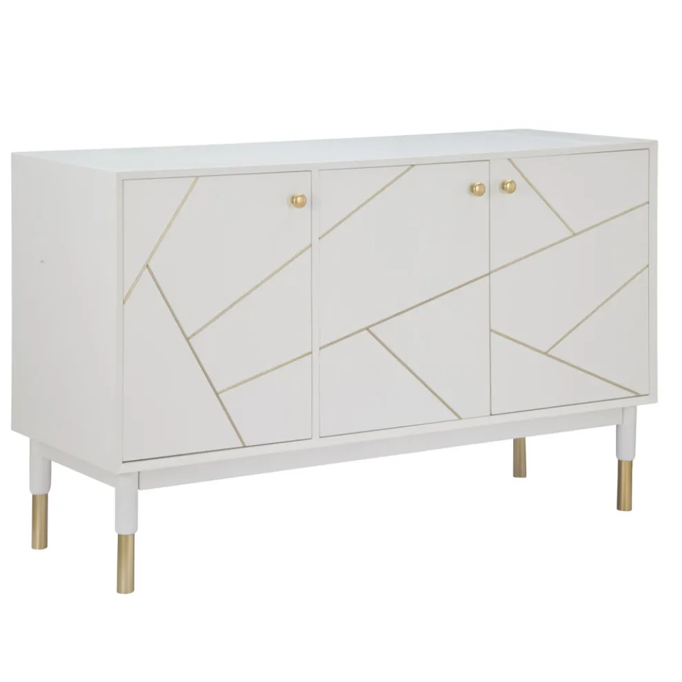 Mobiles Sideboard aus Mdf mit goldenen Details und Eisenfüßen - Nunzio
