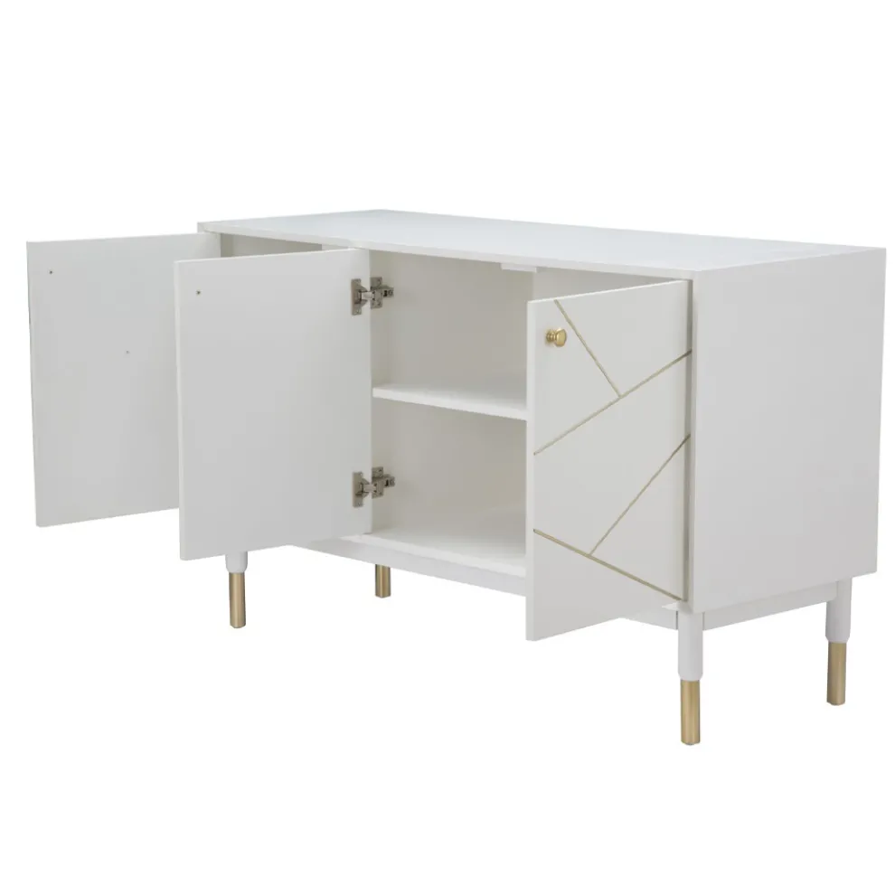 Mobiles Sideboard aus Mdf mit goldenen Details und Eisenfüßen - Nunzio