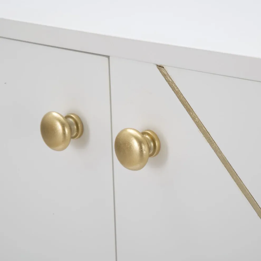 Mobiles Sideboard aus Mdf mit goldenen Details und Eisenfüßen - Nunzio