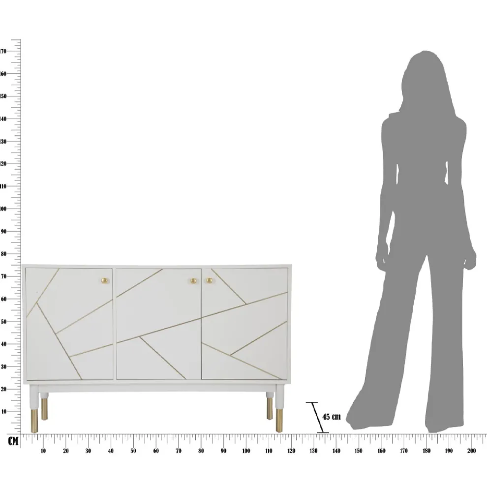 Mobiles Sideboard aus Mdf mit goldenen Details und Eisenfüßen - Nunzio