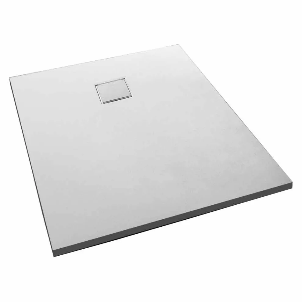 Moderne Duschwanne 120x90 in Resin White Velvet Effect Finish - Estimo