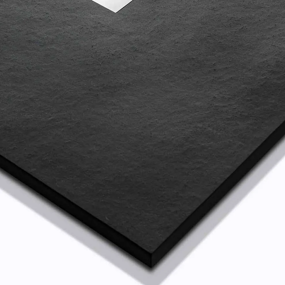 Moderne Duschwanne 90x80 in Harz-Effekt Stein und Stahl - Domio