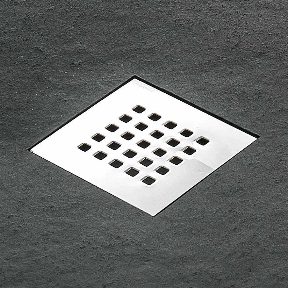 Moderne Duschwanne 90x80 in Harz-Effekt Stein und Stahl - Domio