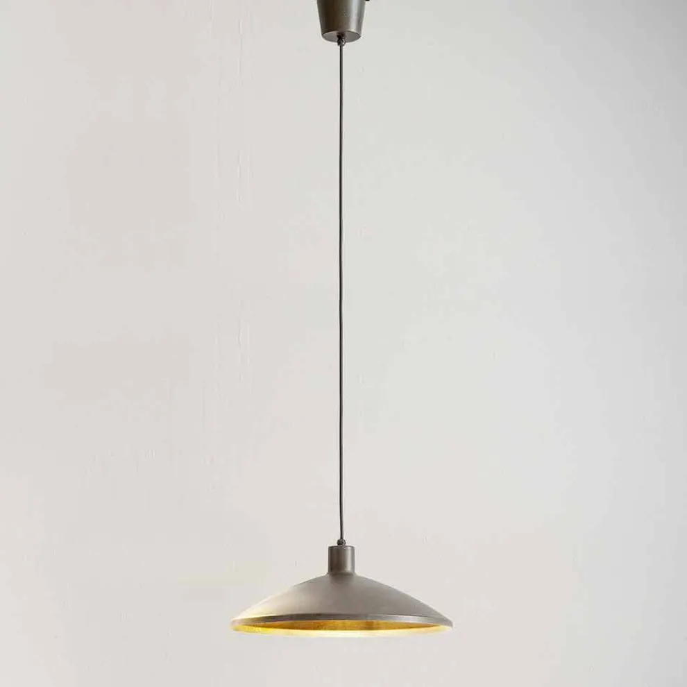 moderne Hängeleuchte aus antikem Stahl Durchmesser  475 mm – Materia Aldo Bernardi
