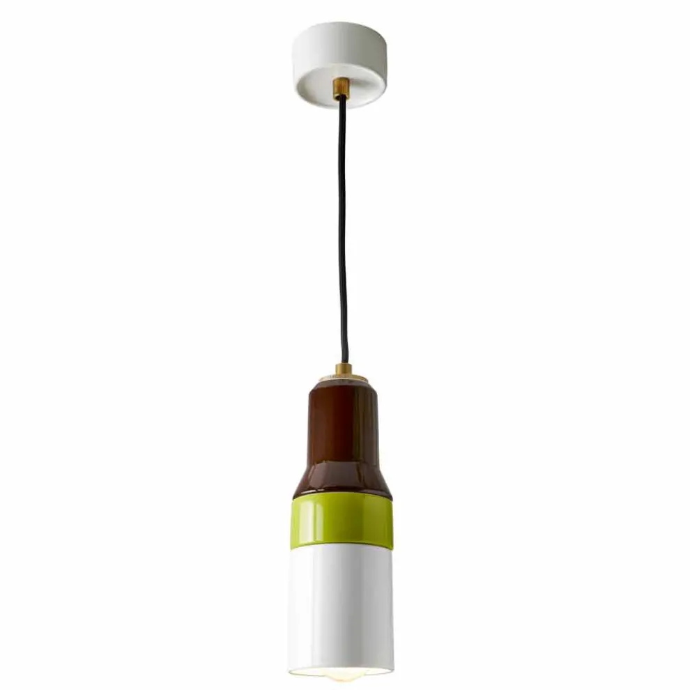Moderne Pendelleuchte aus Messing und Keramik in Italien, Asien