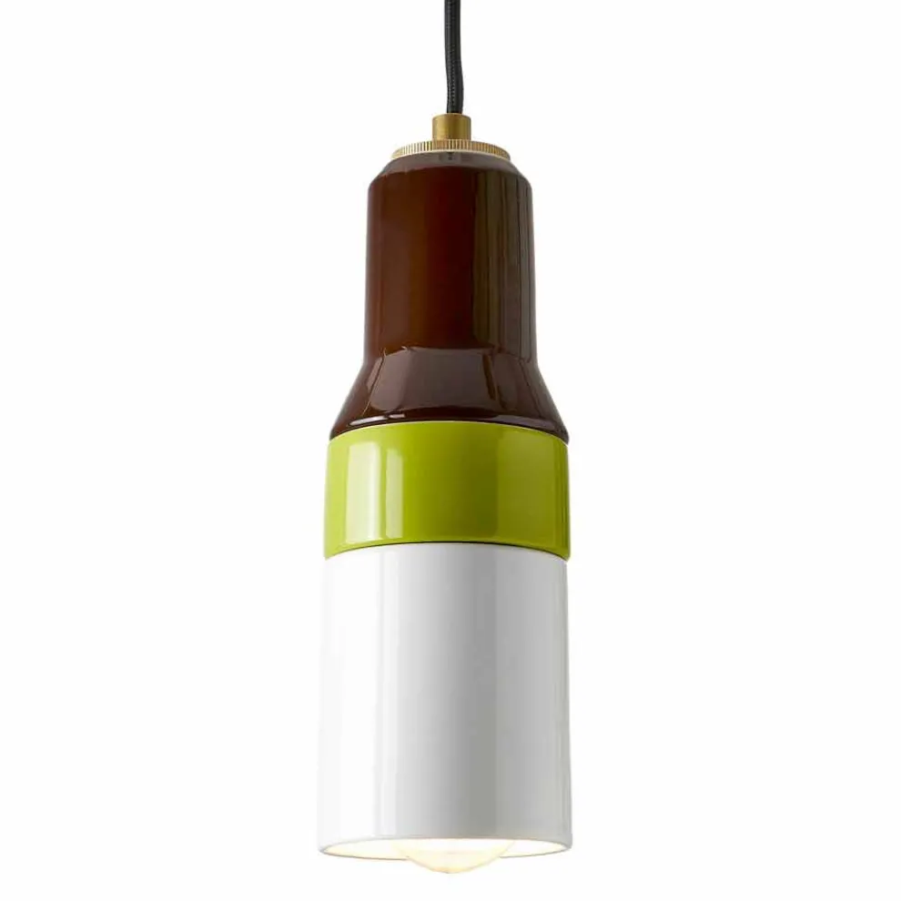 Moderne Pendelleuchte aus Messing und Keramik in Italien, Asien