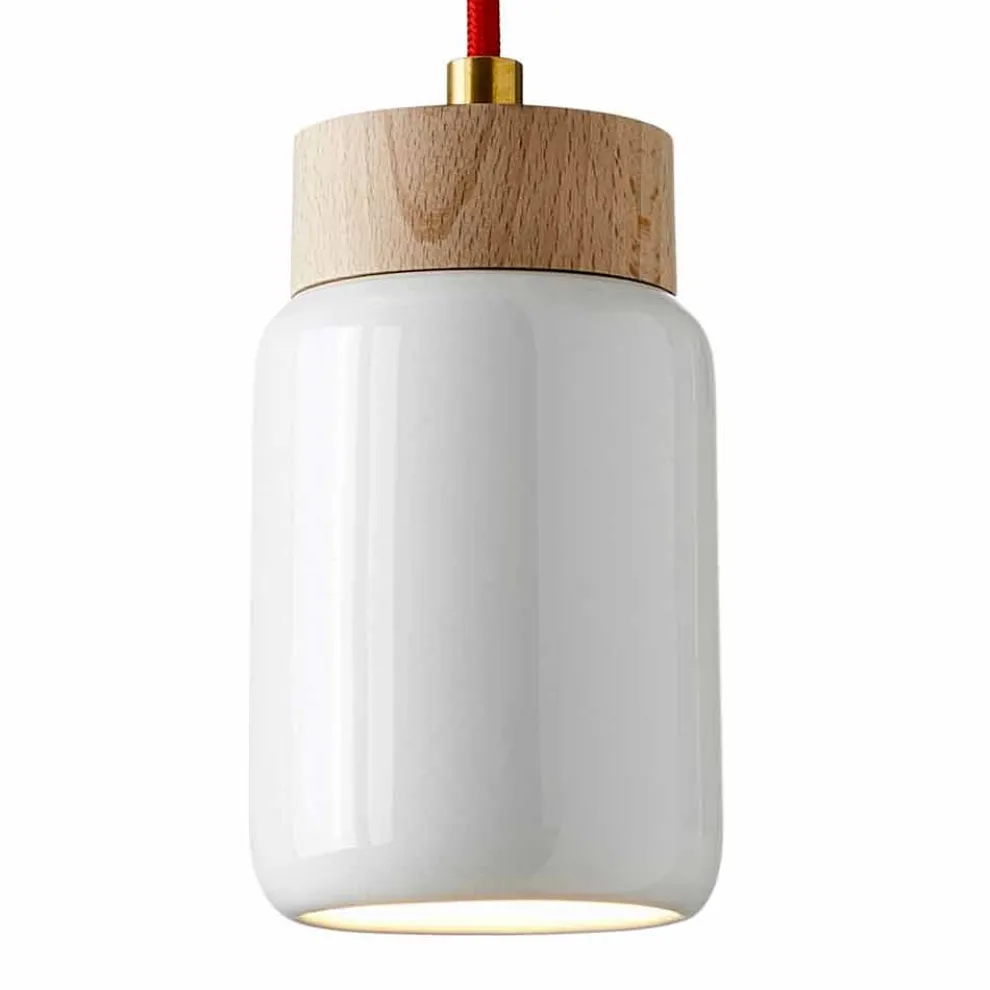 Moderne Pendelleuchte aus weißer Keramik, hergestellt in Italy Asia