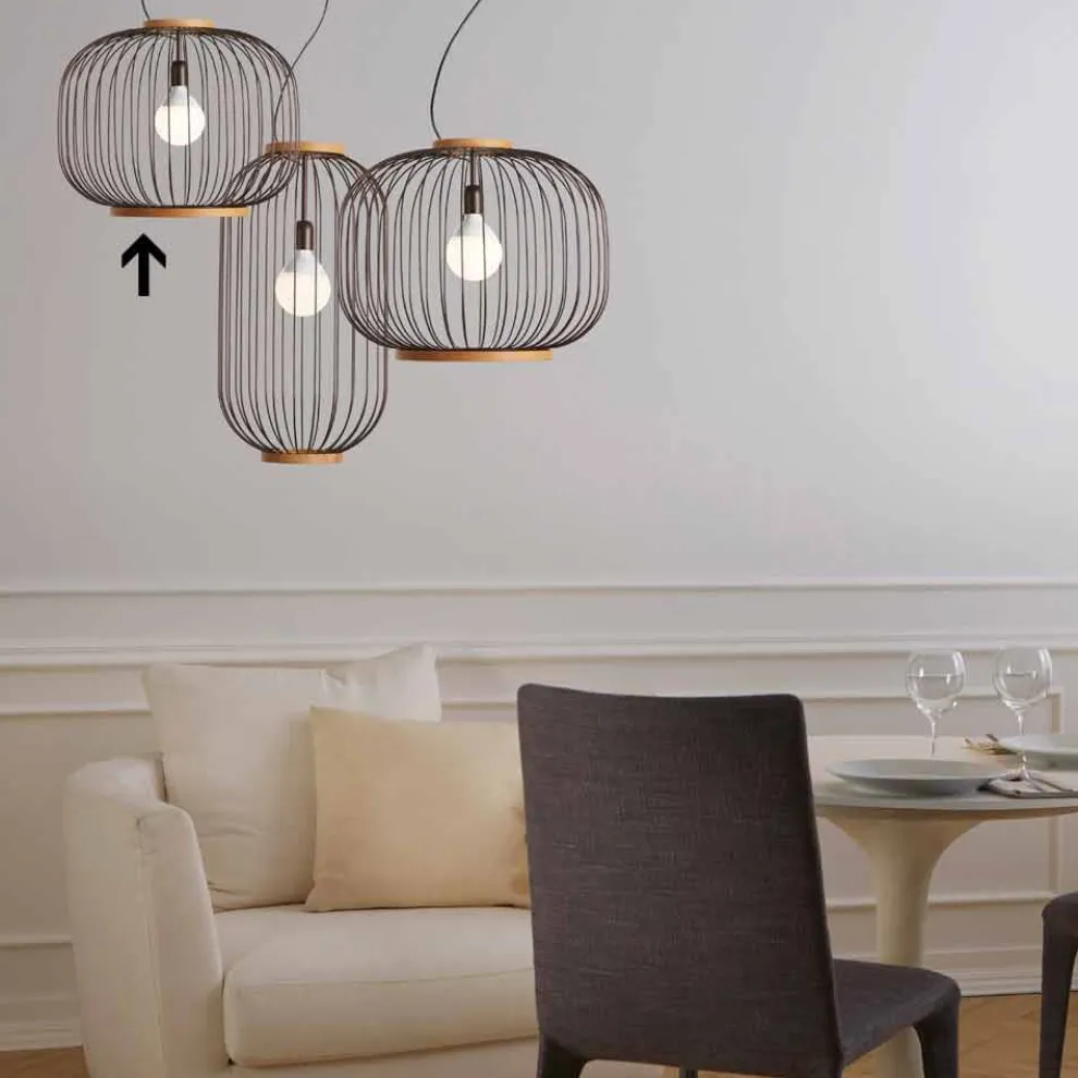 Moderne Pendelleuchte aus Stahl 48x H40x L.cavo100 cm Beren