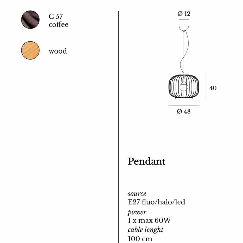 Moderne Pendelleuchte aus Stahl 48x H40x L.cavo100 cm Beren