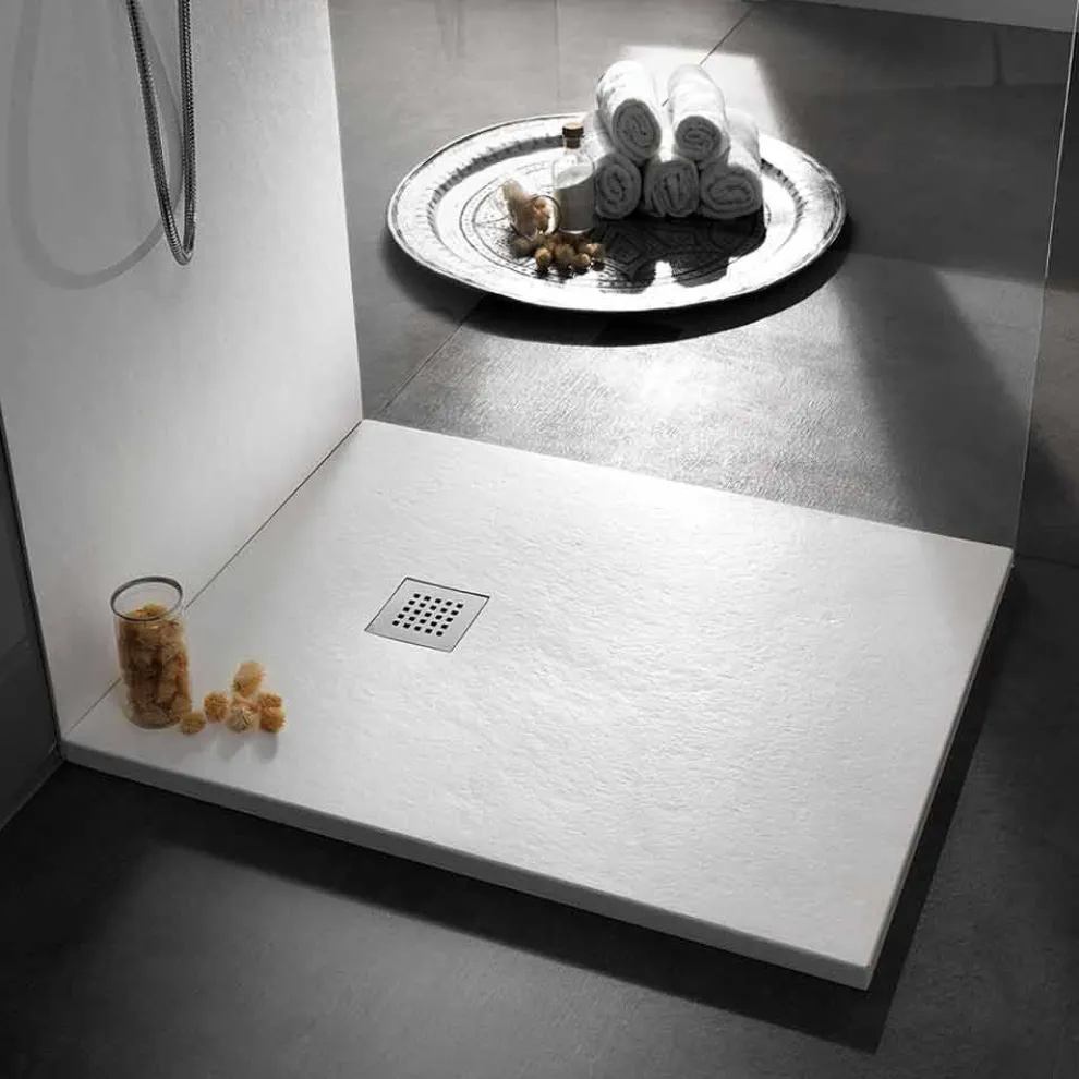 Moderne quadratische Duschwanne 90x90 aus Stein-Effekt-Harz - Domio