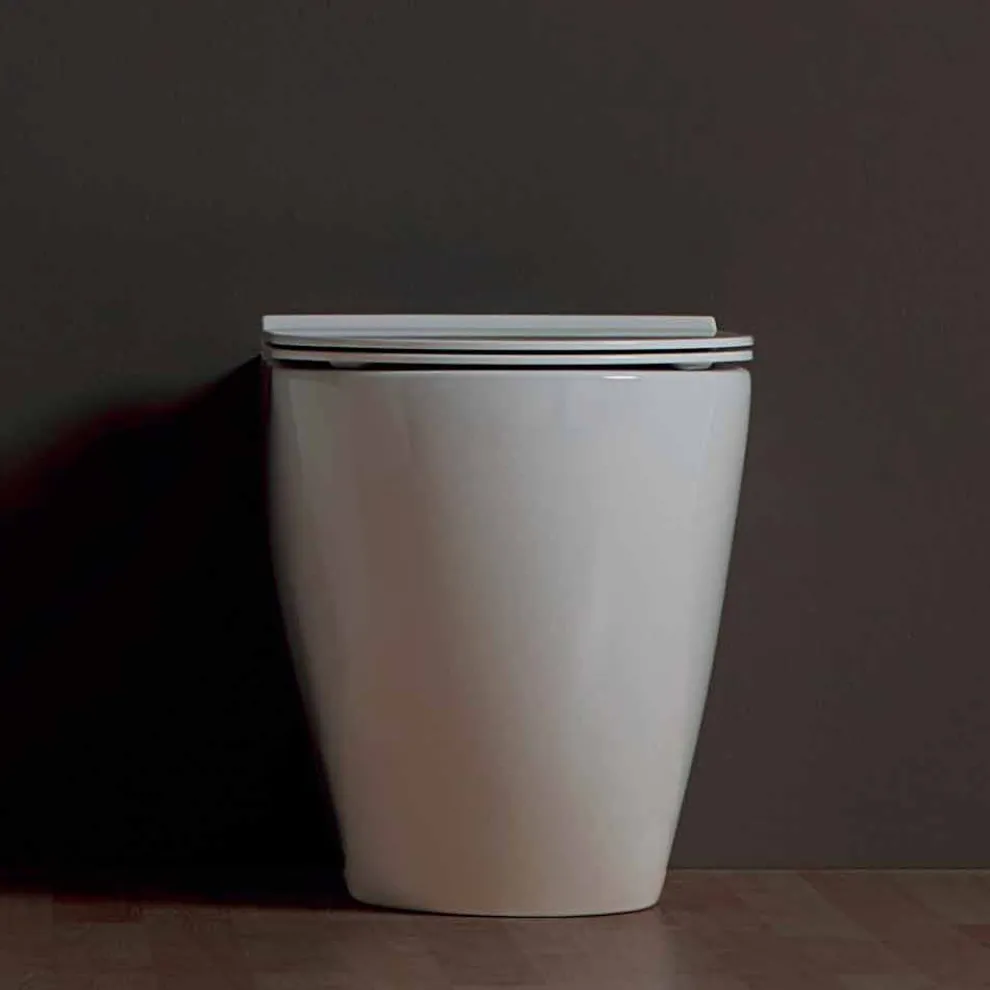 Moderne Toilettenschüssel, weiße Keramik Shine Square Rimless, Italy