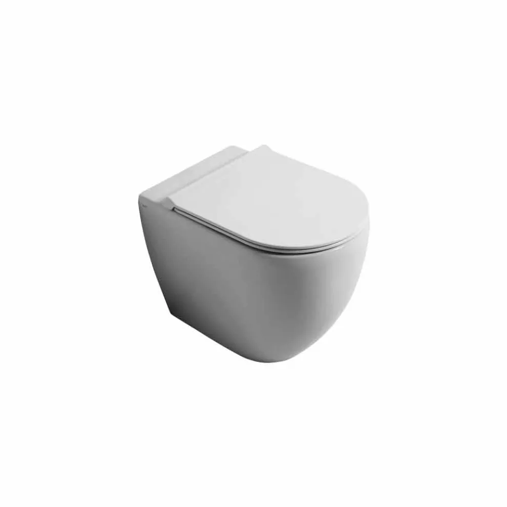 Moderne Toilettenschüssel, weiße Keramik Shine Square Rimless, Italy