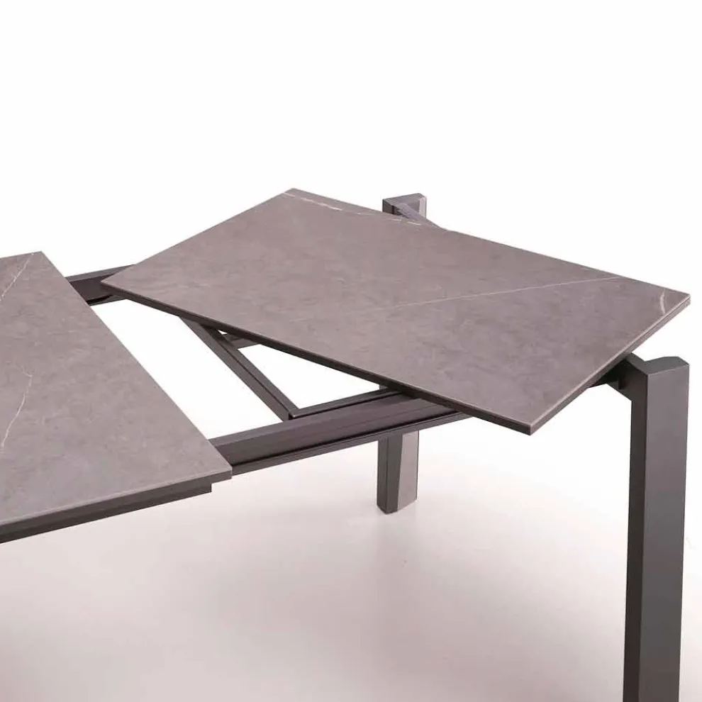 Moderner ausziehbar Tisch aus Steingut und Buchenholz made in Italy Duccio