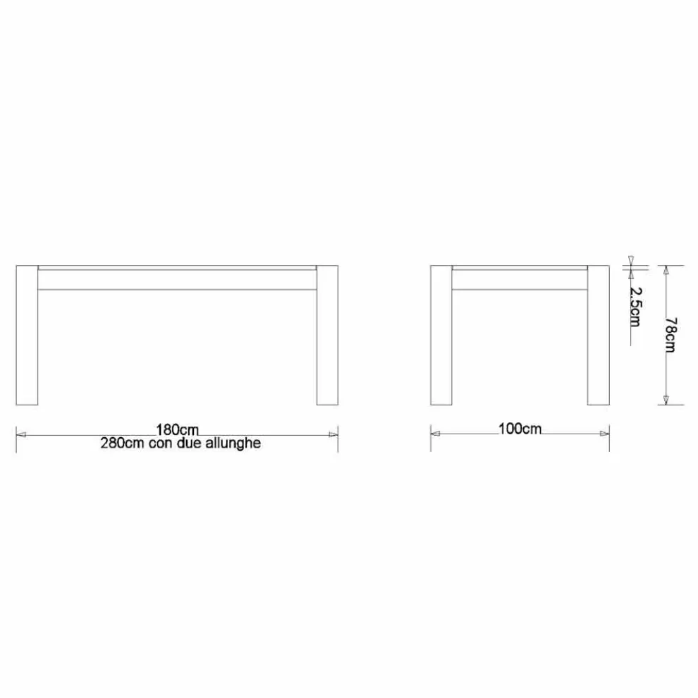 Moderner Ausziehtisch in Eiche massiv, L180 / 280xP100cm, Jacob