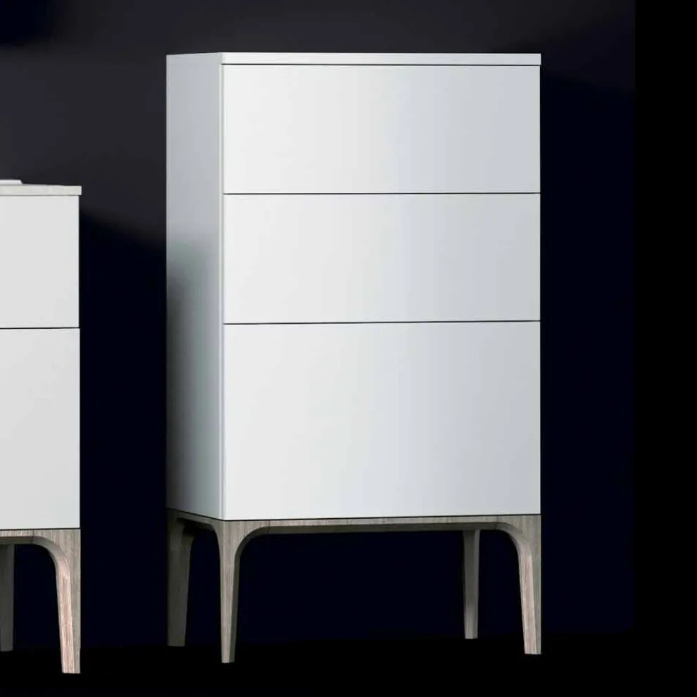 Moderner Badezimmerschrank mit 3 Schubladen in Amber lackiertem Holz, hergestellt in Italien