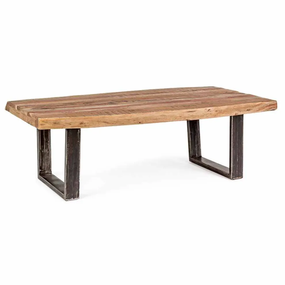 Moderner Couchtisch aus Akazienholz und Homemotion Steel - Verdicchio