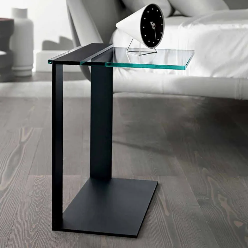 Moderner Couchtisch aus Metall und geräuchertem oder klarem Glas Made in Italy - Teilor