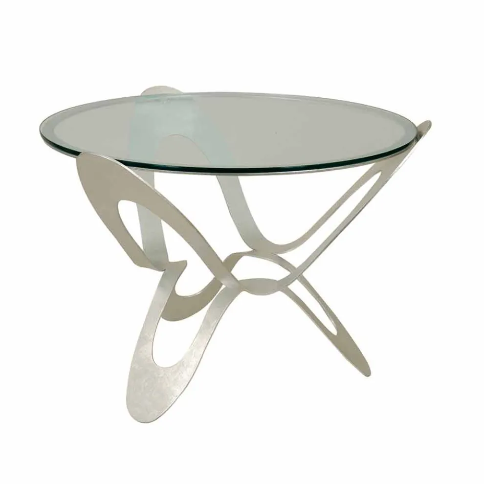 Moderner Couchtisch aus Glas und Eisen Made in Italy - Natale