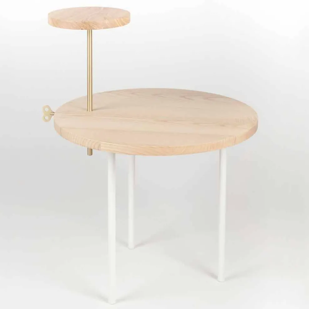 Moderner Couchtisch mit runder Eschenplatte Made in Italy - Velino