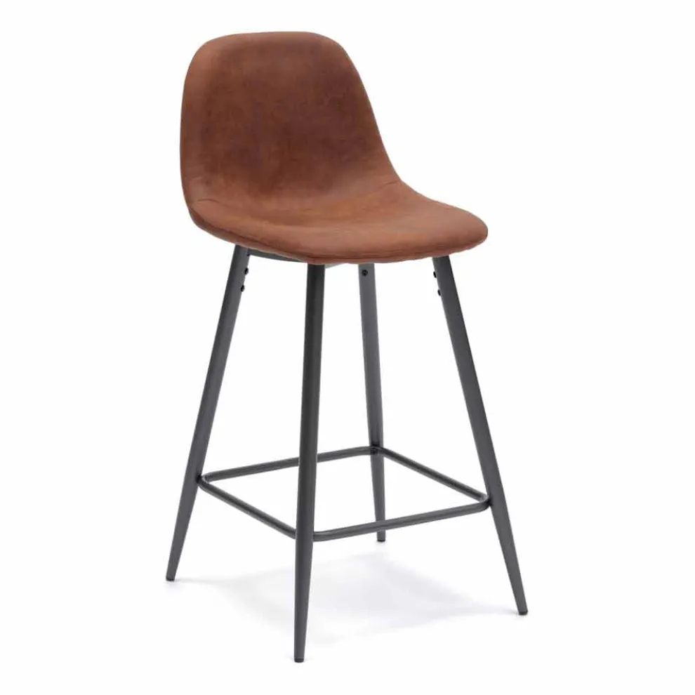 Moderner Design Hocker aus Kunstleder und Metall - Gino