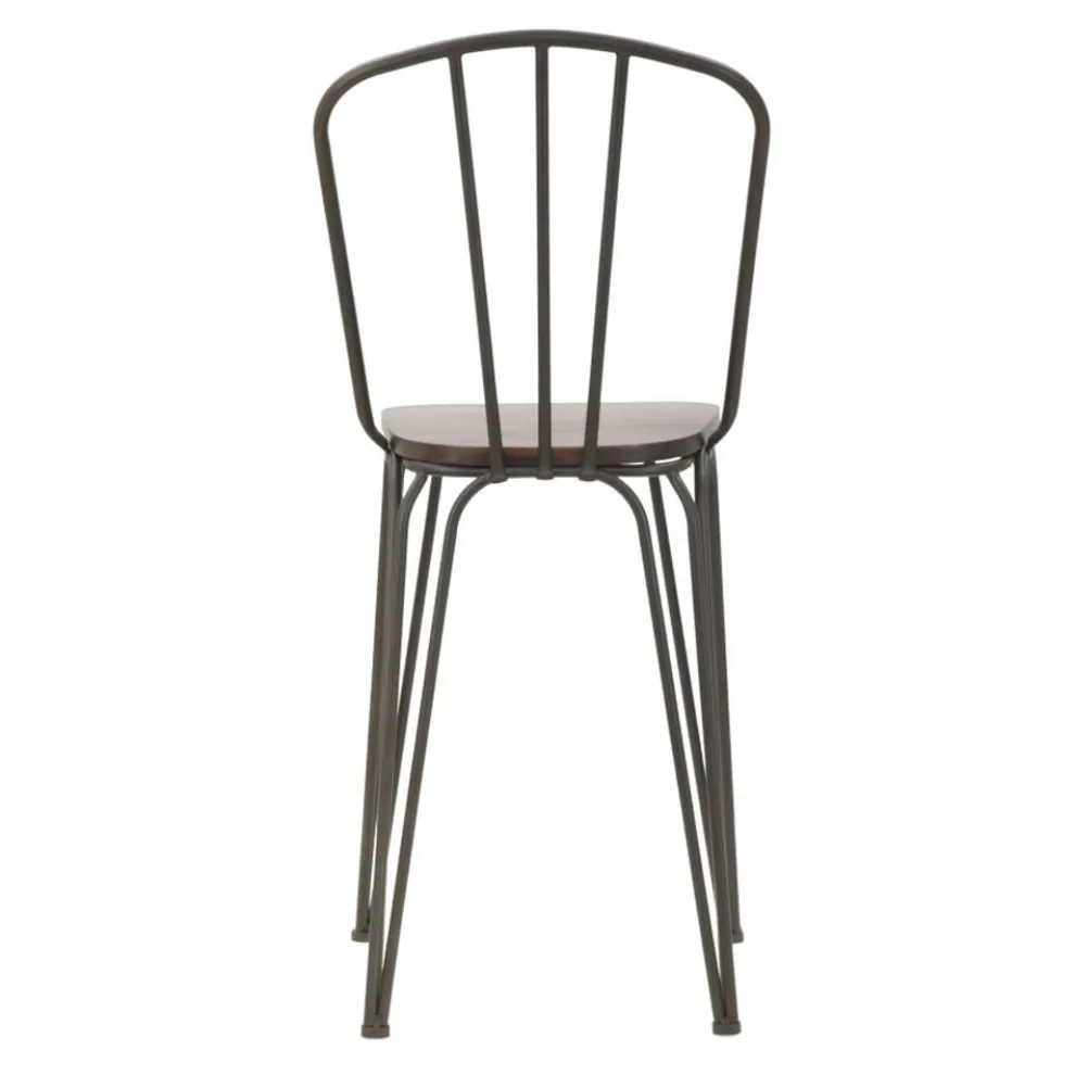 Moderner Designhocker im Industriestil aus Eisen und Holz, 2 Stück - Erika