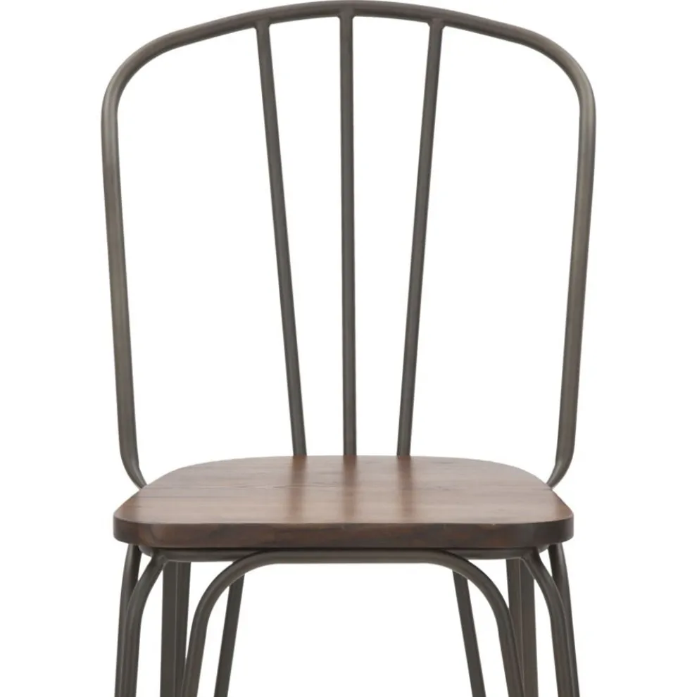 Moderner Designhocker im Industriestil aus Eisen und Holz, 2 Stück - Erika